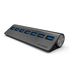 Achoro 7 Ports USB 3.0 Hub - Triangle Aluminum Alloy - High-Speed USB Port Expander - Compatible with PC, iMac, MacBook, Windows, Desktop, and More – Computer Multiple USB HUB (Space Grey)