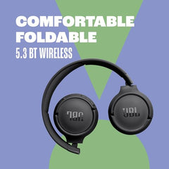 JBL Tune 520BT - Wireless On-Ear Headphones, Up to 57H battery life and speed charge, Lightweight, comfortable and foldable design, Hands-free calls with Voice Aware (Blue)