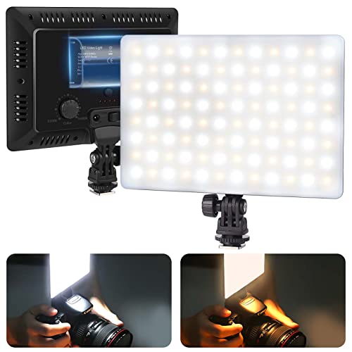 Mettlelite SL100D LED Video Light Bi-Color on Camera Continuous Dimmable Photography Lighting Portable Studio LED Panel 3200K-5600K CRI95+ Ultra Bright Camera Light for Photography and Video Recording