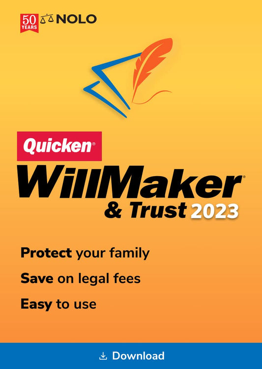 Quicken WillMaker and Trust Software 2023 - Estate Planning Software - Includes Will, Living Trust, Health Care Directive, Financial Power of Attorney – Secure - Legally Binding - [PC/Mac Download]