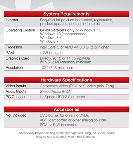 Corel Dazzle Dvd Recorder Hd Video Capture Device + Video Editing Software [Pc Disc]