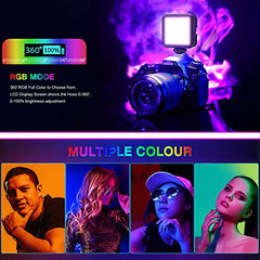 Altson Magnetic RGB Led Video Light LED Camera Light 360° Full Color Portable Photography Lighting Whit 3 Cold Shoe，，2000mAh Rechargeable CRI 96+/2500-9900K/13 Scene (Black)