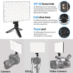 Mettlelite SL100D LED Video Light Bi-Color on Camera Continuous Dimmable Photography Lighting Portable Studio LED Panel 3200K-5600K CRI95+ Ultra Bright Camera Light for Photography and Video Recording