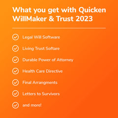 Quicken WillMaker and Trust Software 2023 - Estate Planning Software - Includes Will, Living Trust, Health Care Directive, Financial Power of Attorney – Secure - Legally Binding - [PC/Mac Download]