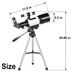 Telescope for Adults & Kids, 70mm Aperture Refractor Telescopes (15X-150X) for Astronomy Beginners, Portable Travel Telescope with Phone Adapter & Wireless Remote, Astronomy Gifts for Kids BLACK