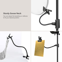 LimoStudio (1 Pack) Heavy Duty Photography Lighting Stand Flash Magic Clamps with Flex Arm, Gooseneck Mount for Table Top Mount, Multi Purpose Super Clamps, AGG1160