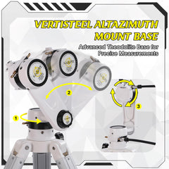 Telescope 90mm Aperture 900mm - Vertisteel AZ Mount Base, High Precision Adjustment, Magnification 45-450x, Wireless Remote, Phone Adapter - Ideal for Astronomy Enthusiasts and Beginners (White)