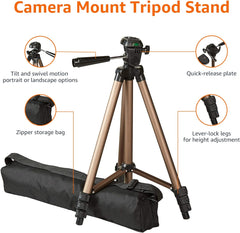 Amazon Basics 50-inch Lightweight Camera Mount Tripod Stand With Bag, Black/Brown