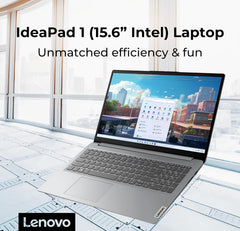 Lenovo IdeaPad 1 Student Laptop, 15.6" FHD Display, Intel Dual Core Processor, 12GB RAM, 512GB SSD + 128GB eMMC, 1 Year Office 365, Wi-Fi 6, Webcam, Bluetooth, SD Card Reader, Windows 11 Home, Grey