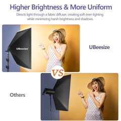 UBeesize Softbox Photography Lighting Kit, 27” x 20” Continuous Lighting Kit with 2pcs 40W E27 Socket 6500K Bulbs, Professional Photo Studio Lighting for Video Recording, Portrait Shooting