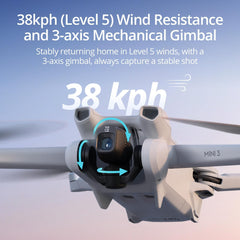 DJI Mini 3 (DJI RC) , Lightweight 3x Mechanical Gimbal Mini Camera Drone with 4K HDR Video, 38-min Flight Time, up to 32800ft (10km) Video Transmission, Vertical Shooting, GPS Auto Return Integrated