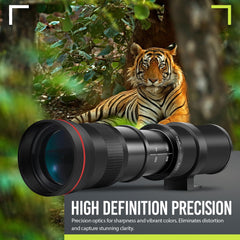 High-Power 420-1600mm f/8.3 HD Manual Telephoto Zoom Lens for Canon EOS 80D, EOS 90D, Rebel T3, T3i, T5, T5i, T6i, T6s, T7, T7I, T8I, SL3, EOS 70D, EOS 5D, EOS5D IV, EOS 6D II, EOS 7D II SLR Cameras