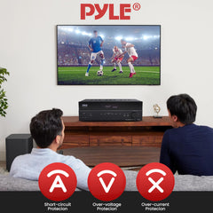 Pyle 5.2 Channel Hi-Fi Home Theater Receiver - 1000W MAX Wireless BT Surround Sound Stereo Amplifier System with 4k Ultra HD Support, MP3/USB/DAC/FM Radio, Ideal for Immersive Home Audio Experience