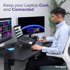 Targus 17" inch Dual Fan Lap Chill Mat Plus - Ergonomic, Neoprene Laptop Cooling Pad, Heat Protection Laptop Cooler, Dual-fan Heat Dispersion, 4 Port USB Hub Laptop Fan, (AWE81US) Black